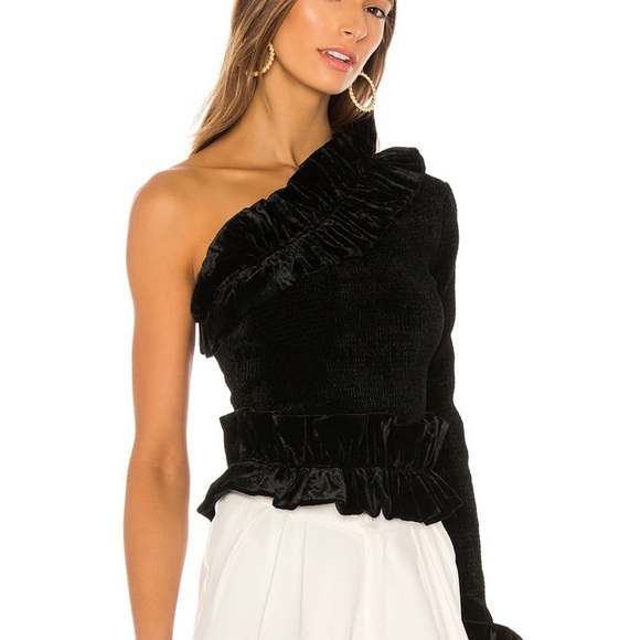 V. Chapman Messsina Black One Shoulder Blouse NWT - Picture 2 of 10